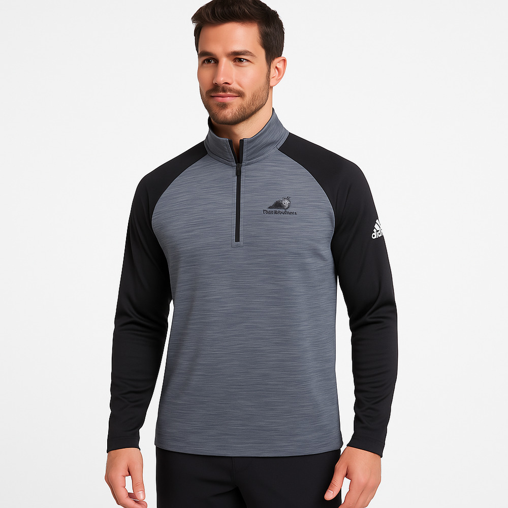 Adidas Black Gray Quarter Zip Long Sleeves Pullover‎ Medium Team Logo